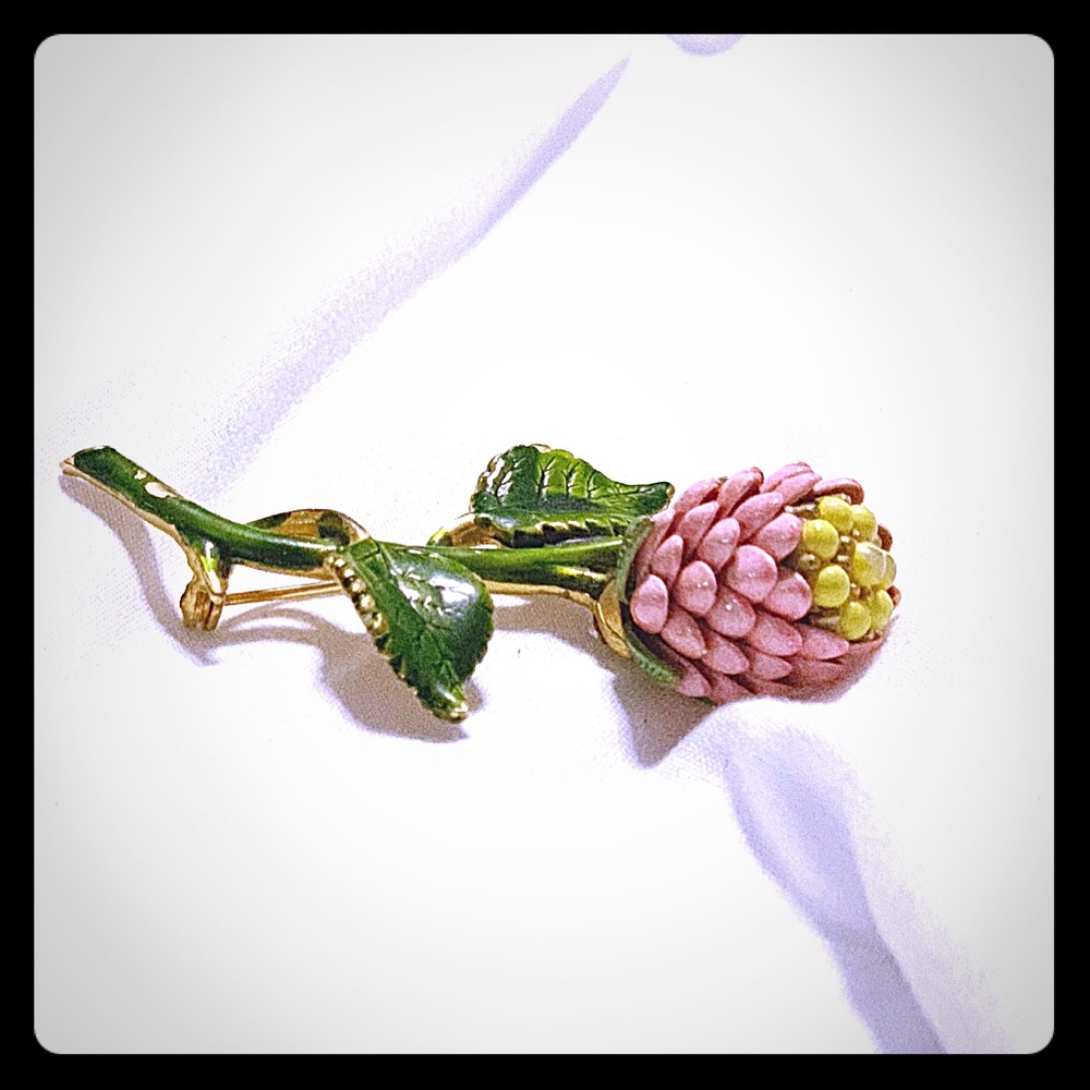 Vintage Painted Flower Brooch
